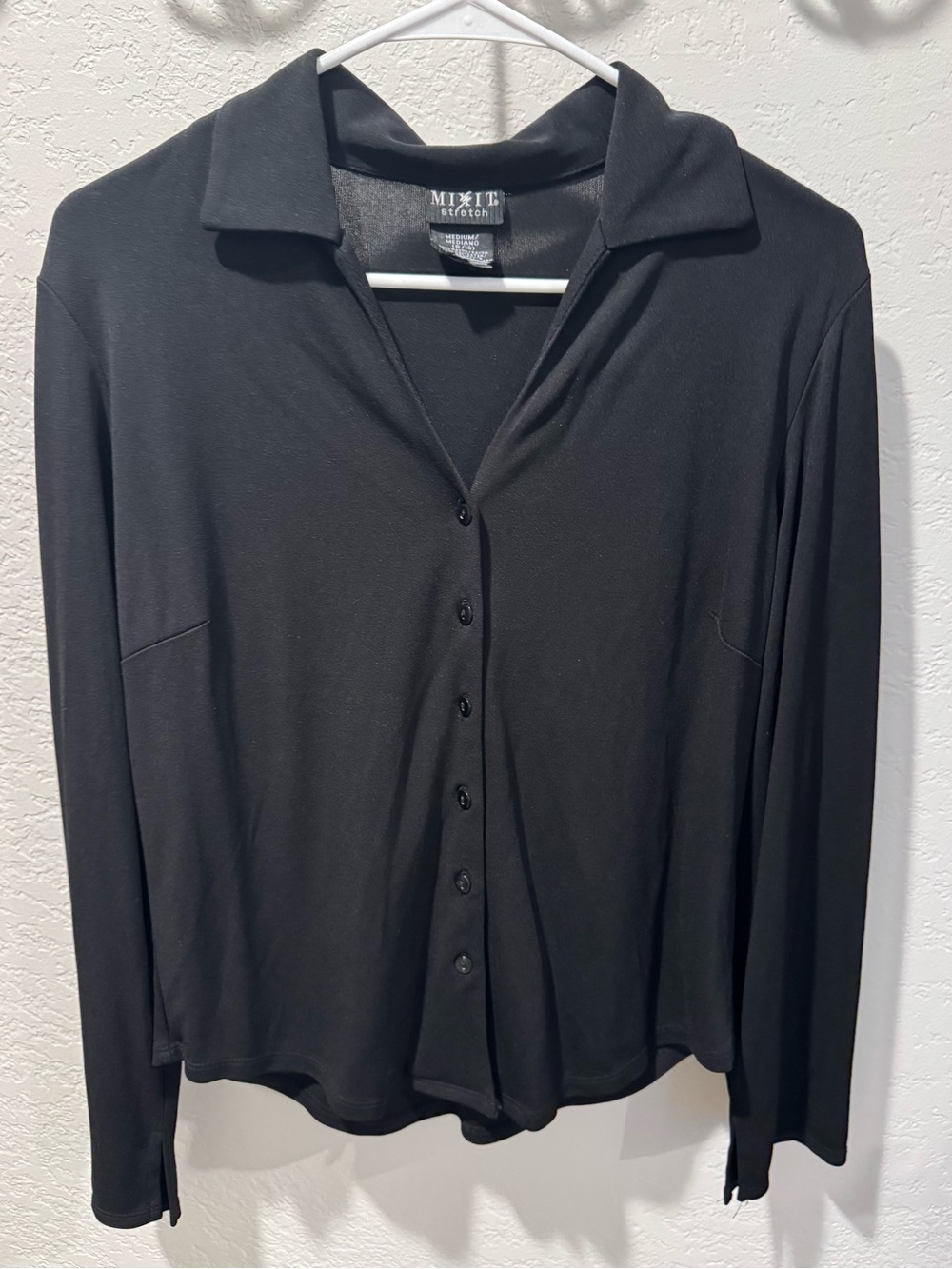 Mixit Black Button-Down Collared Long Sleeve Shirt